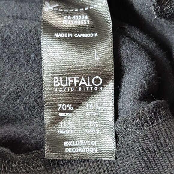 Buffalo David Bitton Hoodie Pullover Sweater Women's L Black Stretch Super Soft - Picture 7 of 9